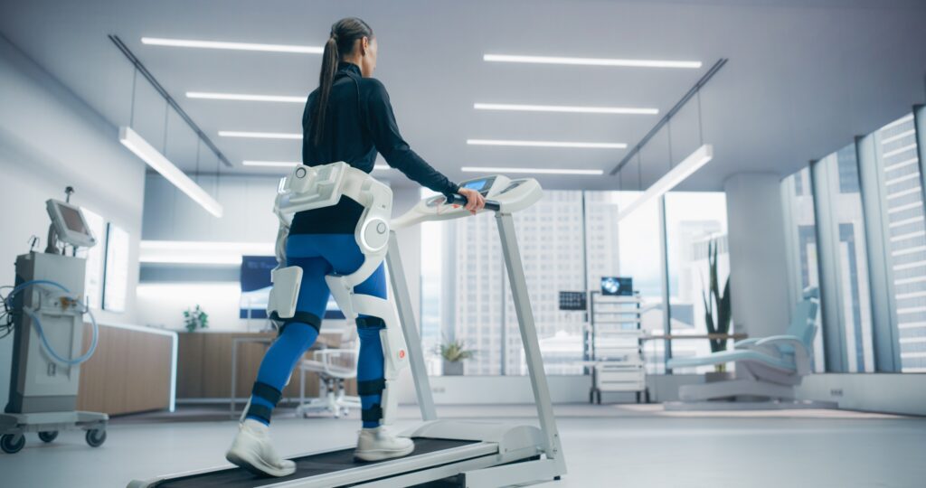 Woman using AI in physical therapy